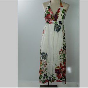 Maxi Long Dress  Deep Plunge Colorful Flower